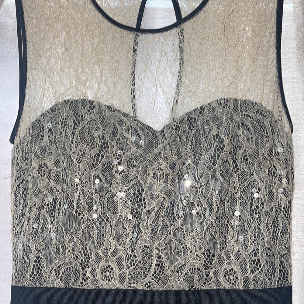 Black flowy dress with sequence top /size 2 i think would fit a size 4 as well